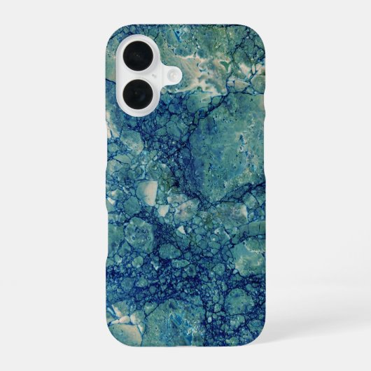 Coque iPhone 16 Texture de marbre vert Turquoise bleu (Verso)
