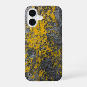 Coque iPhone 16 Texture de pierre moussue avec accents jaunes