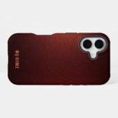 Coque iPhone 16 Texture métallique rouge profonde (Verso Horizontal)