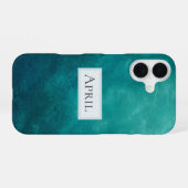 Coque iPhone 16 Texture Ombré Turquoise Foncé (Verso Horizontal)