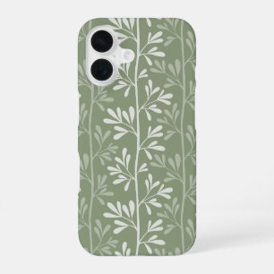 Coque iPhone 16 Tiges de jardin Zen Minimaliste Botanique Vert Sau