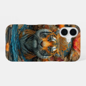 Coque iPhone 16 Tigre sous couverture de fleurs (Verso Horizontal)