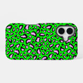 Coque iPhone 16 Tigre vert avec rose (Verso Horizontal)