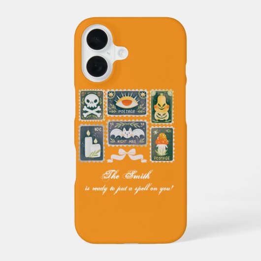 Coque iPhone 16 Timbre Citrouille de saison Éffrayante Halloween R (Verso)