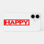 Coque iPhone 16 Timbre heureux (Verso Horizontal)