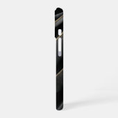 Coque iPhone 16 Tissu Noir avec Reflets Dorés  (Côté gauche)