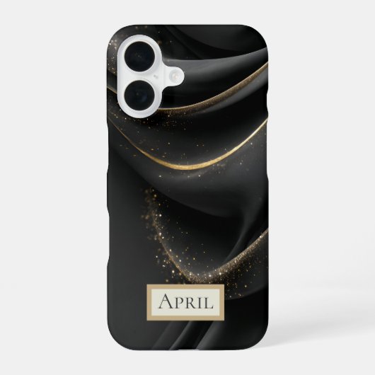 Coque iPhone 16 Tissu Noir avec Reflets Dorés  (Verso)