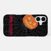Coque iPhone 16 toile d'araignée sur Noir (Verso Horizontal)