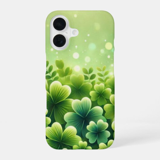 COQUE iPhone 16 TONS DE SHAMROCKS DE CLOVER IRLANDAIS VERT (Verso)