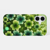 COQUE iPhone 16 TONS DE SHAMROCKS DE CLOVER IRLANDAIS VERT (Verso Horizontal)