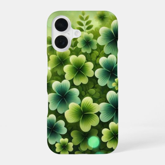 COQUE iPhone 16 TONS DE SHAMROCKS DE CLOVER IRLANDAIS VERT (Verso)