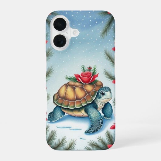 Coque iPhone 16 Tortue plate festive de vacances (Verso)