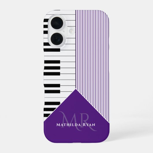 Coque iPhone 16 Touches de piano élégantes | violet royal (Verso)