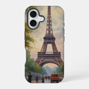 Coque iPhone 16 Tour Eiffel Paris Voyage Art Rétro Vintage