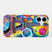 Coque iPhone 16 Tour Eiffel Pop Art (Verso Horizontal)