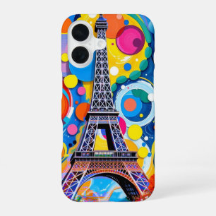 Coque iPhone 16 Tour Eiffel Pop Art