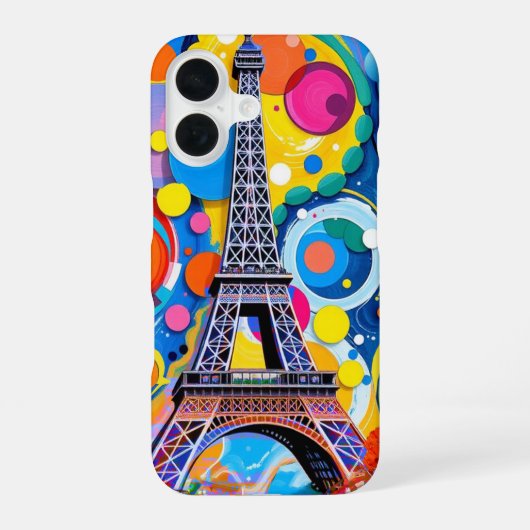 Coque iPhone 16 Tour Eiffel Pop Art (Verso)