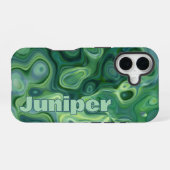 Coque iPhone 16 Tourbillons Abstraits Mystic Green (Verso Horizontal)