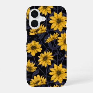 Coque iPhone 16 Tournesol sauvage, sunroot en jaune et bleu