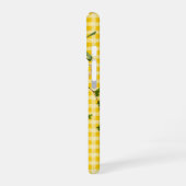 Coque iPhone 16 Tournesols sur gingham jaune (Côté gauche)