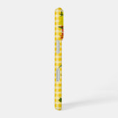 Coque iPhone 16 Tournesols sur gingham jaune (Côté droit)