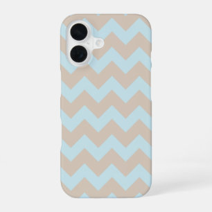 Coque iPhone 16 Tout sur Chevron imprimé Beige et bleu pâle en pou