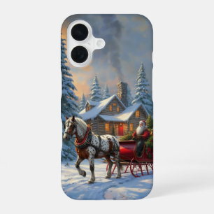 Coque iPhone 16 Traîneau à un cheval de Noël de Santa