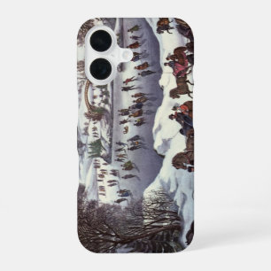 Coque iPhone 16 Traîneaux de Noël vintage, Central Park en hiver