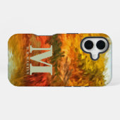 Coque iPhone 16 Traits abstraits du monogramme initial du lac d'au (Verso Horizontal)
