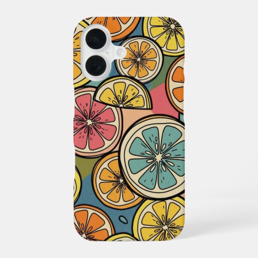 Coque iPhone 16 Tranche de Citron Rétro (Verso)