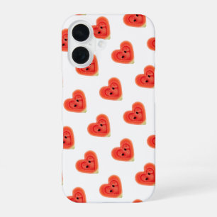 Coque iPhone 16 tranche de pastèque en cœur