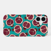 Coque iPhone 16 Tranches de grenade sur turquoise (Verso Horizontal)