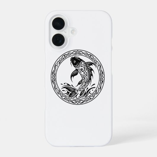 Coque iPhone 16 Tribal Celtic Koi Fish Wisdom Symbol (Verso)