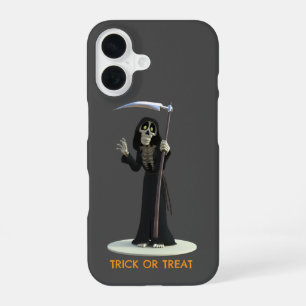 Coque iPhone 16 Trick or Treat. Grim Reaper de dessin animé