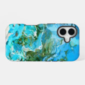 Coque iPhone 16 Tropical Turquoise Océan Bleu & algues Vert (Verso Horizontal)