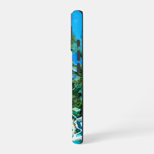 Coque iPhone 16 Tropical Turquoise Océan Bleu & algues Vert (Côté gauche)