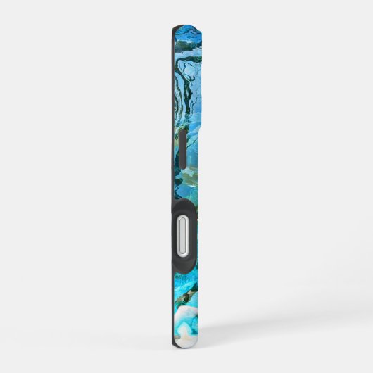 Coque iPhone 16 Tropical Turquoise Océan Bleu & algues Vert (Côté droit)