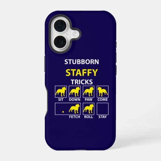 Coque iPhone 16 Trucs de Staffy têtus (Verso)