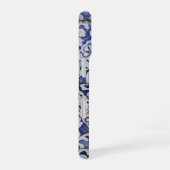 Coque iPhone 16 Tuiles portugaises - Azulejo Floral bleu et blanc (Côté droit)