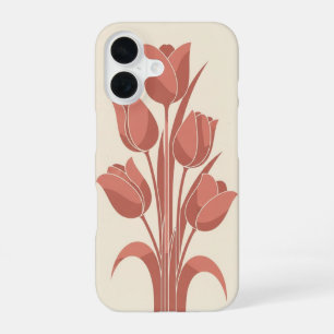 Coque iPhone 16 Tulipes minimalistes vintage