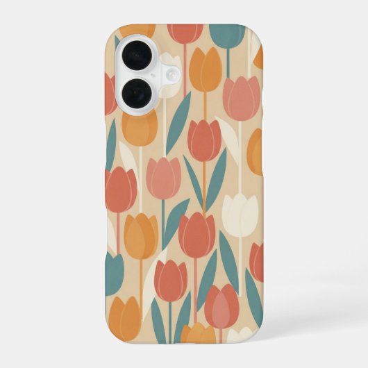 Coque iPhone 16 Tulipes stylisées vintage (Verso)