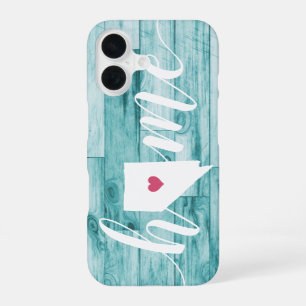 Coque iPhone 16 Turquoise Aspect Bois Nevada Maison