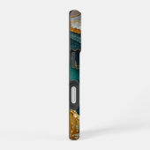 Coque iPhone 16 Turquoise marbling (Côté droit)