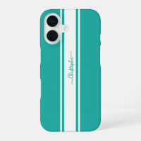 Turquoise Moderne White Racing Grilles Monogrammed