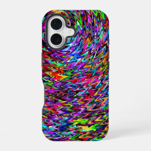 Coque iPhone 16 Twirling couleurs Zigzag Motif