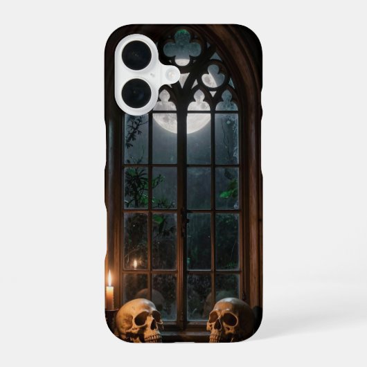 Coque iPhone 16 Two Skulls Gothic Window Moonlight Case (Verso)
