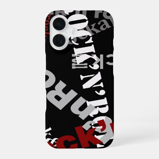 Coque iPhone 16 typographie de musique rock & roll (Verso)