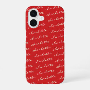 Coque iPhone 16 Typographie de script de motif de nom personnalisé