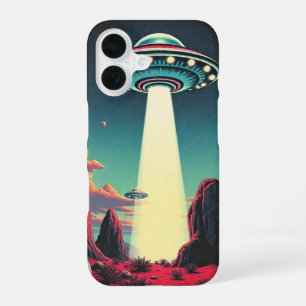 Coque iPhone 16 UFO de style rétro avec contact