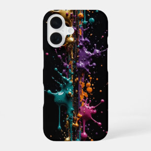 Coque iPhone 16 Ultra Narrow Paint Splash - Or Or Magenta Pourpre